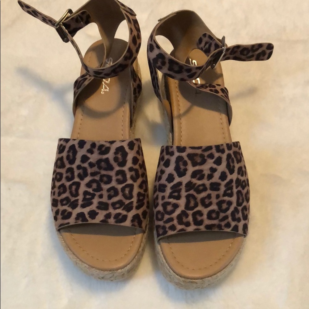 Soda Leopard Platform Sandals- Womens Size 10